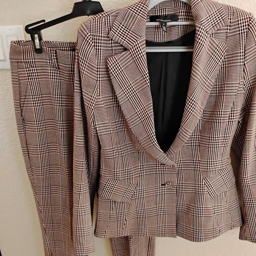 WHBM preppy clean girl tailored office core matching 2-piece pant suit set